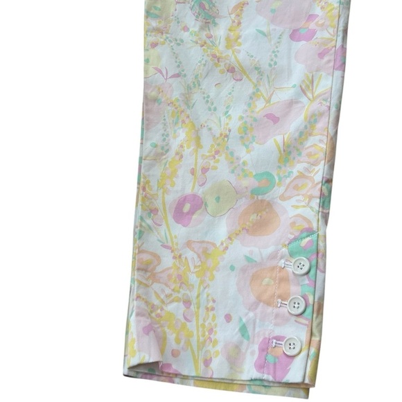 TALBOTS PERFECT CROP SPRING ABSTRACT FLORAL PANTS, CURVY FIT SIZE 2P - Picture 5 of 9